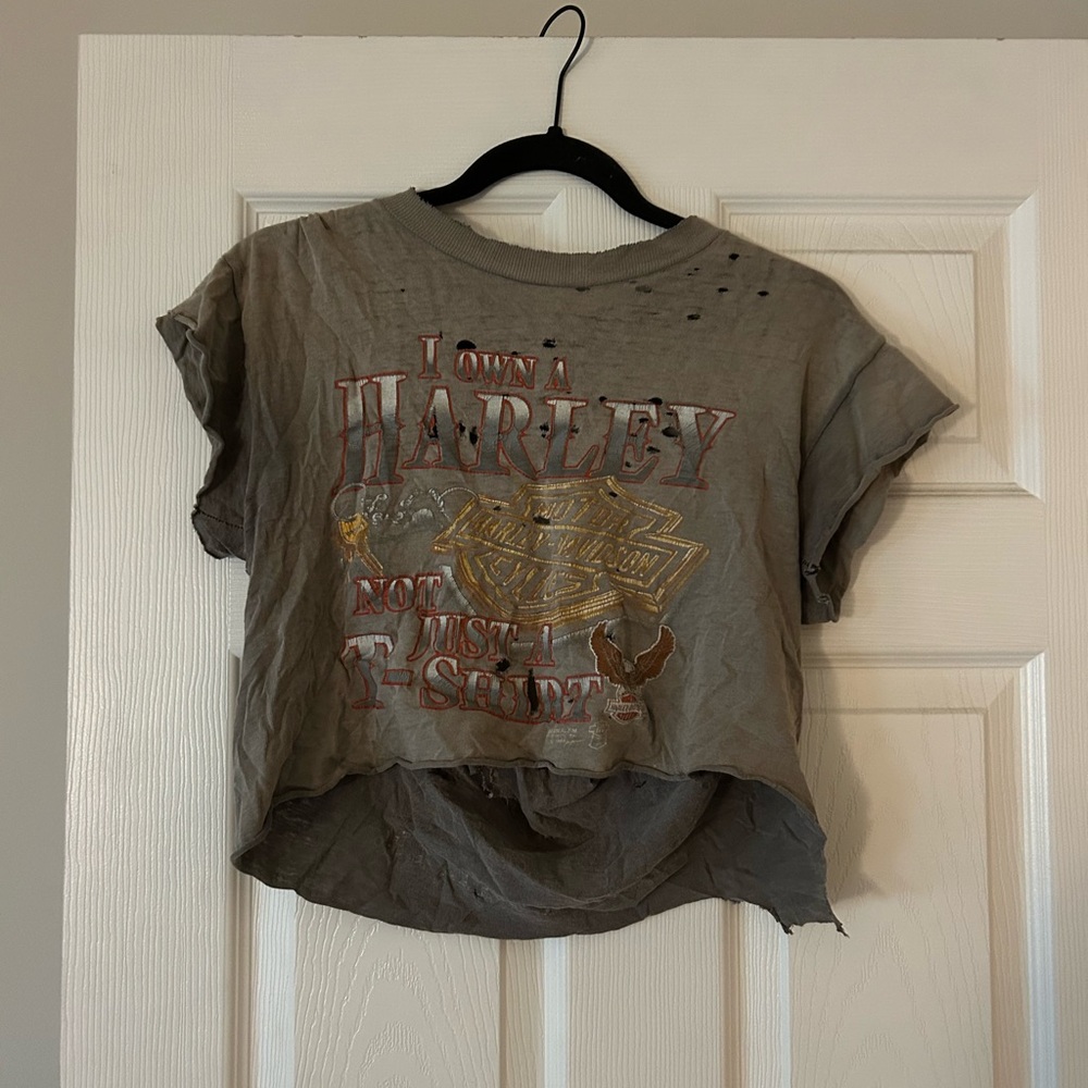 Vintage Harley Davidson Distressed Crop T-shirt